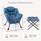 Modern Lazy Sofa Chair with Foldable Ottoman Metal Frame Polyester Cover Comfy Seat and Pillow